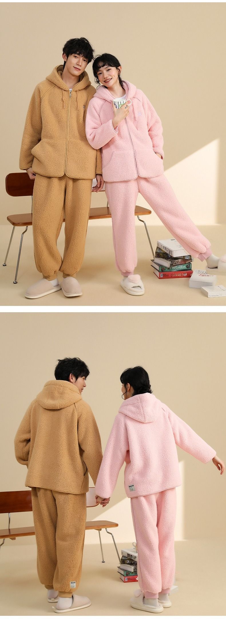 Winter New Sheep Cake Plush Thickened Autumn And Winter Collection For Men And Women Couples With Plush Thickened Pajama Set--men's_voghion.com