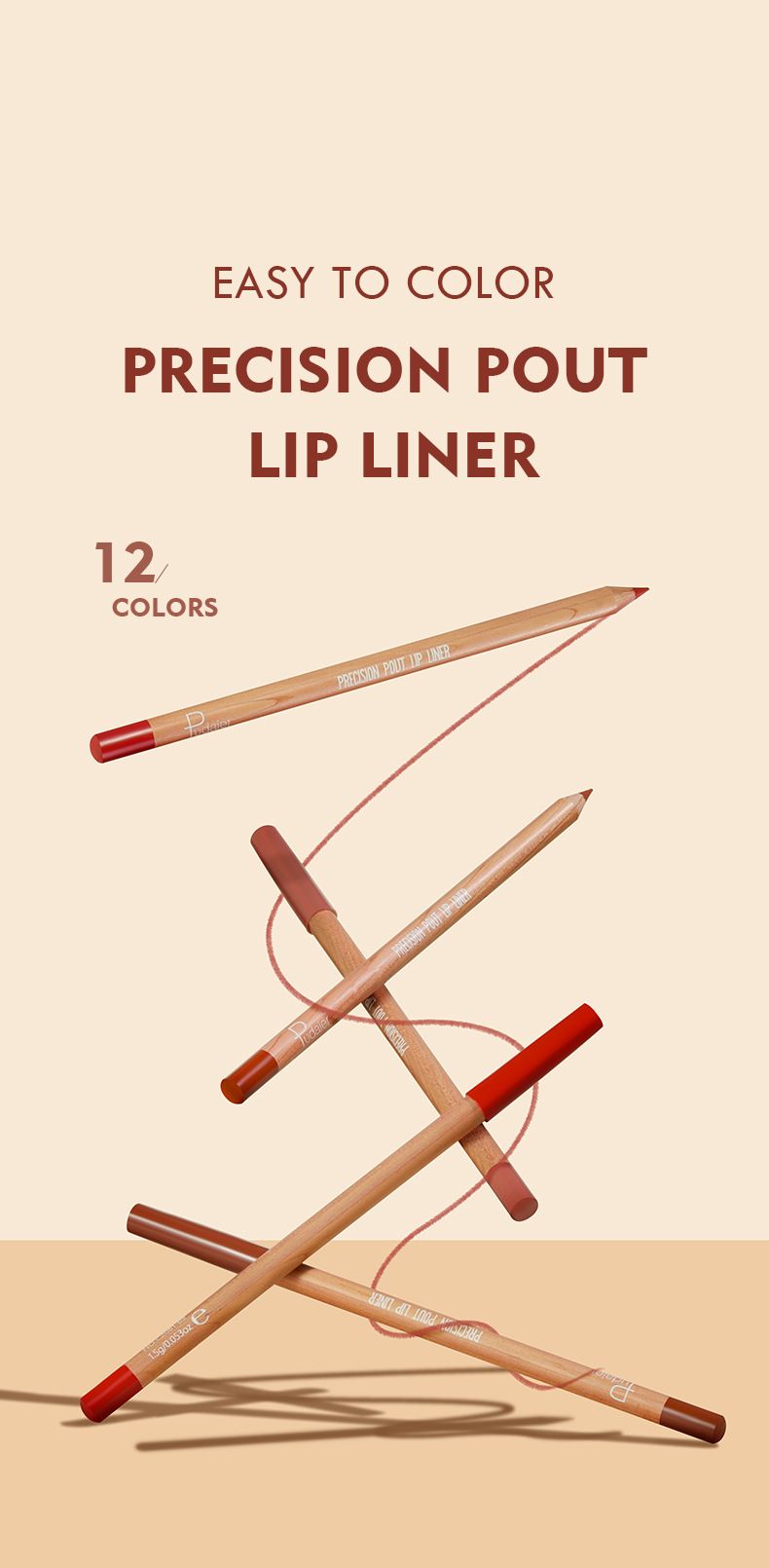 Vroč 12-barvni set za ličenje ustnic z rdečim črtalom za ustnice Dumb Smooth Mouth_voghion.com