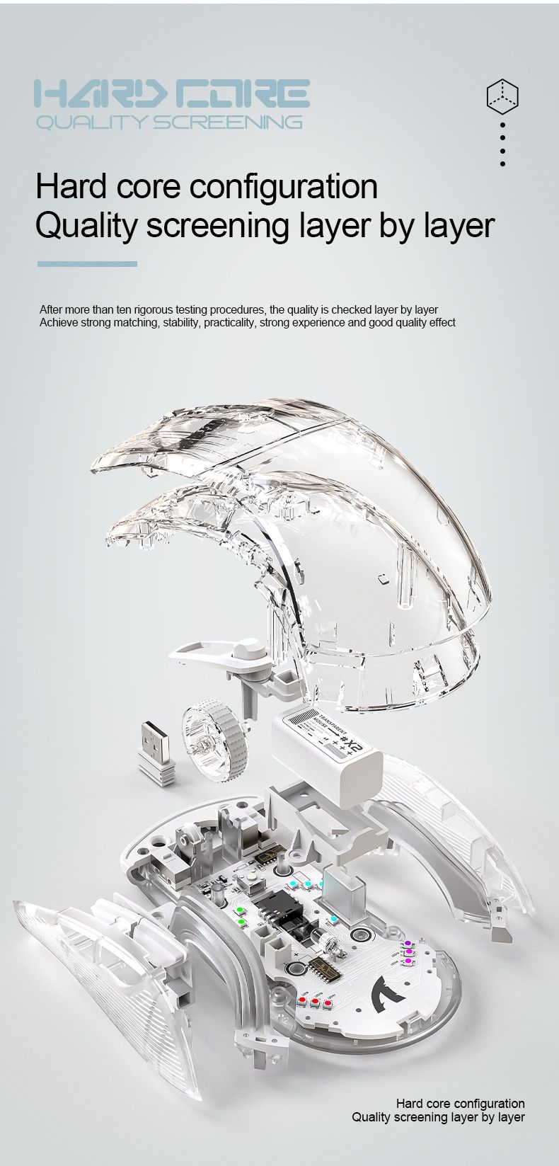 Digitex Digitex Attack Shark X2RGB Luminous Wireless Bluetooth Three-Mode Transparent Gaming Esports Mouse_voghion.com