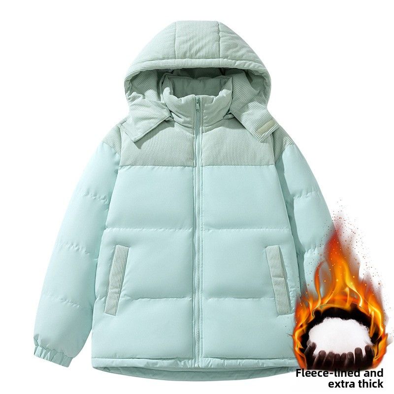 Cappotto imbottito in cotone a coste da uomo, cappello rimovibile in tinta unita, giacca imbottita in cotone da uomo_voghion.com