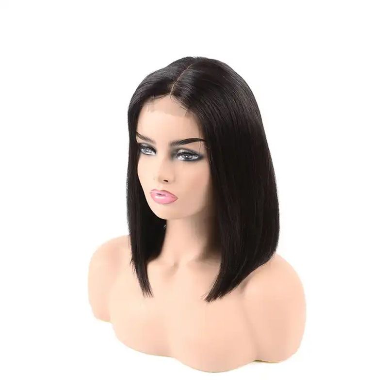 14A Double Drawn 200% Dichte Brasilianische 2*6 Kim Closure Bob Double Drawn Hair Bone Seidige glatte Echthaarperücken_voghion.com