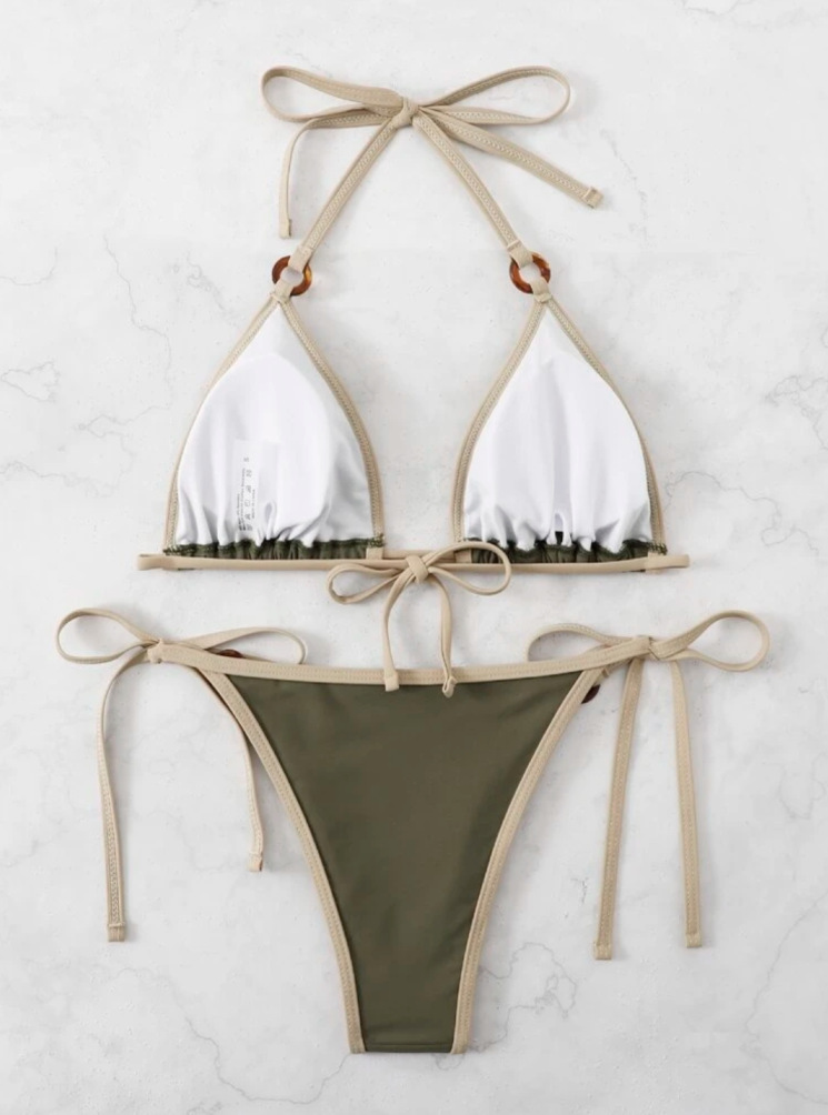 Roupas femininas Cor sólida Dividir Biquíni Suspensórios Senhoras Maiô Fabricantes_voghion.com
