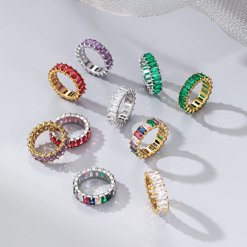 Neuer Stil Diamantbesetzter Schmuck Leichte Nische Farben Persönlichkeit Mode Internet Promi Geometrischer Ring_voghion.com