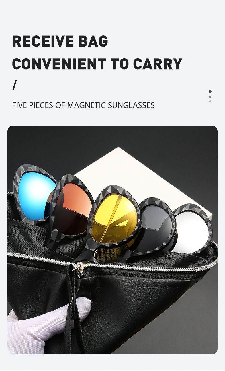 Nieuw binnen 6 in 1 brilmontuur voor dames met 5 stuks clip-on gepolariseerde zonnebrillen magnetische bril voor dames computer optisch 2352D_voghion.com