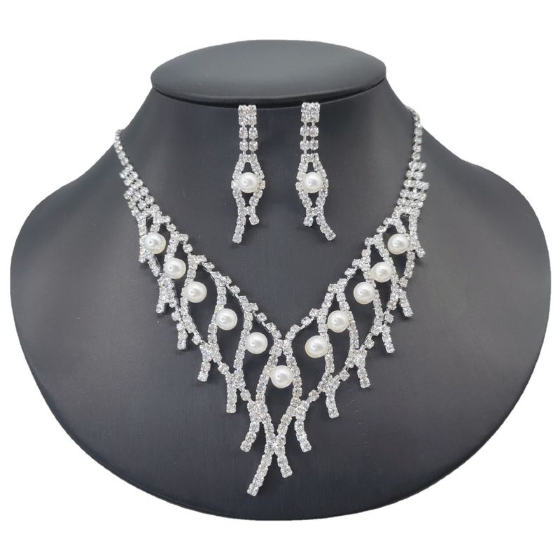 2022 Nuovi gioielli da sposa, orecchini cavi, collana di perle, set di due pezzi, accessori per abiti da sposa per le donne_voghion.com