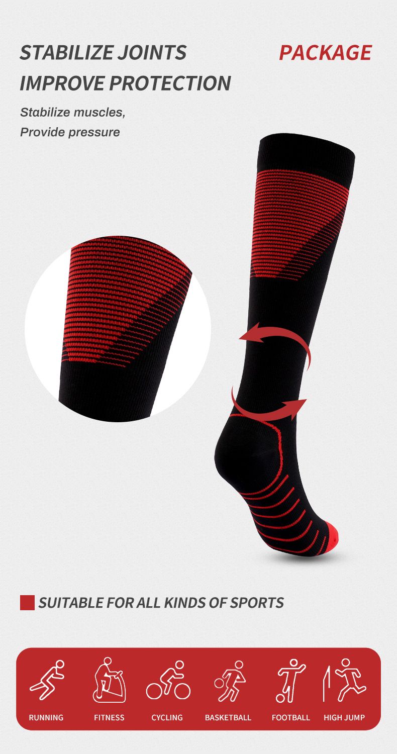 Socks new colorful striped V-shaped compression socks professional sports compression socks for men and women elastic socks fitness socks_voghion.com