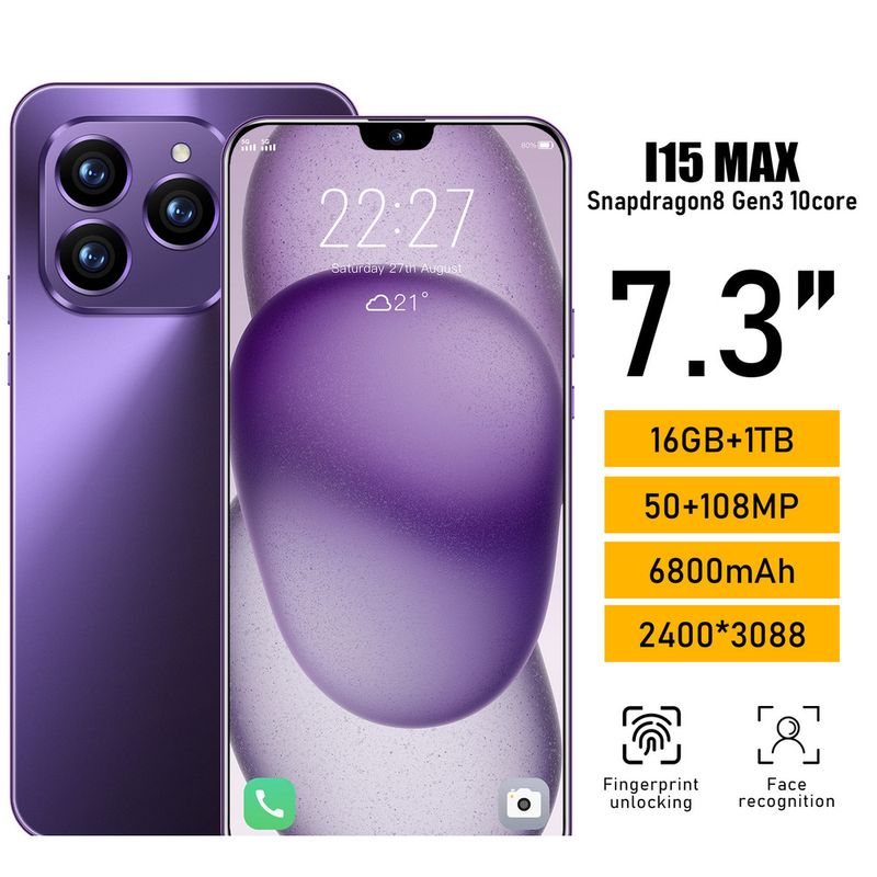 Esclusivo i15Max di fascia alta 16+1T ultra grande schermo smartphone Shenzhen prezzo_voghion.com