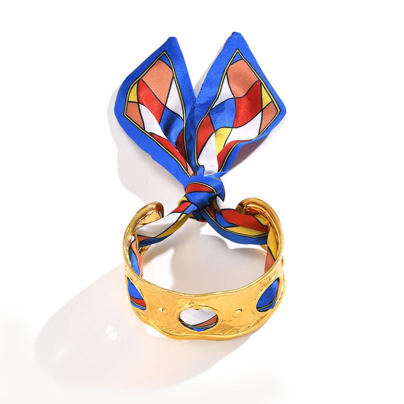 Bracciale aperto in acciaio inossidabile da donna, stile alla moda, con sciarpa in oro, gioielli combinati, accessori Huanmu_voghion.com