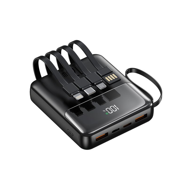 Tragbares Ladegerät mit 20.000 mAh und integrierten Kabeln, ultrakompakte und schnell aufladbare Powerbank für iPhone, Android und mehr_voghion.com