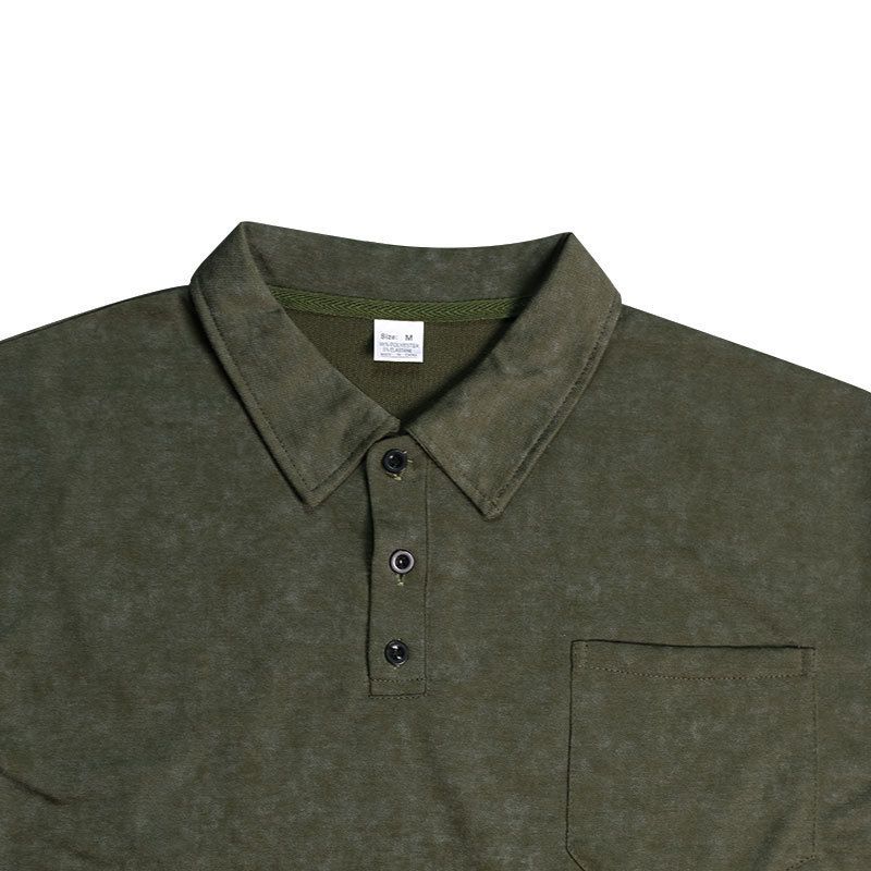 Sommer Neue Herren Gewaschene Turn-Down Kragen Button T-Shirt Übergröße Vintage Casual Kurzarm_voghion.com