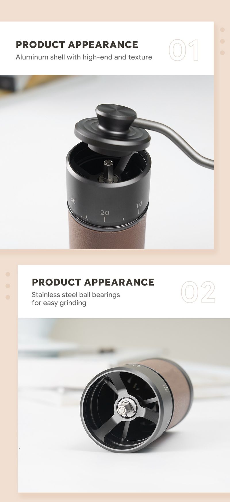 New Hand Coffee Machine Portable Hand Bean Grinder Metal Grinding Heart Italian Manual Coffee Bean Grinder_voghion.com