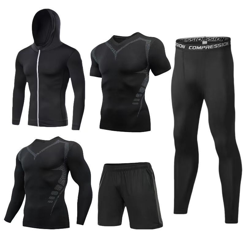 Tuta sportiva LazyZoom da uomo, abbigliamento da esterno, elastica, fitness, corsa, traspirante, aderente, ad asciugatura rapida_voghion.com