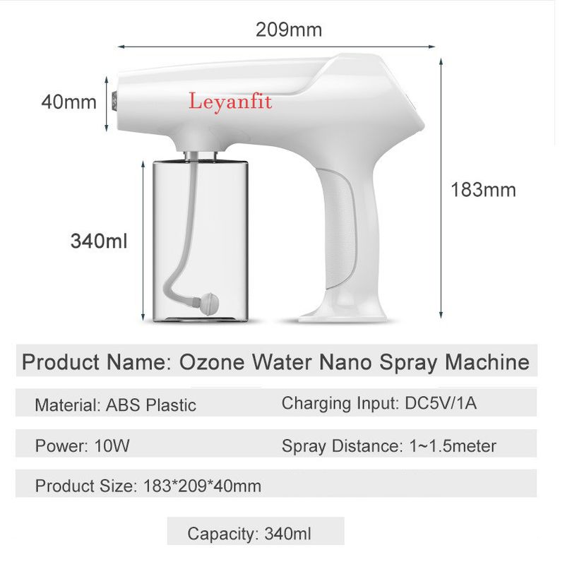 Ozona nano smidzināšanas ūdens pistole C tipa tvaika gaisa attīrītājs UV zilas gaismas elektriskais bezvadu miglošanas ūdens pistoles atomizācijas dezinfekcijas pistole_voghion.com