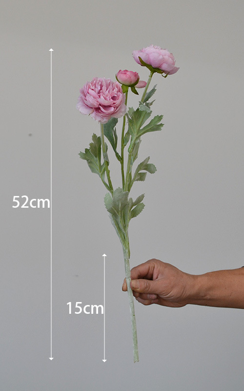 Wholesale artificial flowers with 3 heads of flocked Qianzi dew lotus camellia Lulianyang peony peony Nordic simple temperament artificial flowers_voghion.com