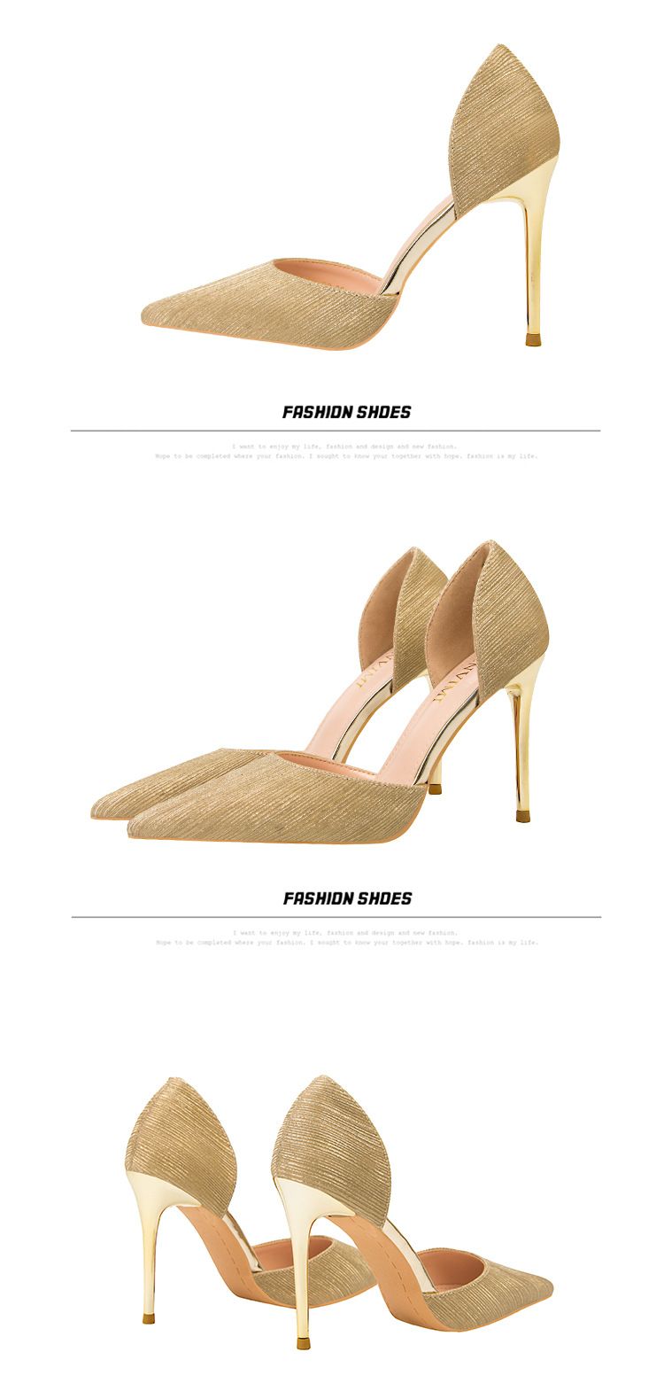 Sexy pointy women's shoes hollowed-out high heels nightclub slimming stiletto heels sandals_voghion.com