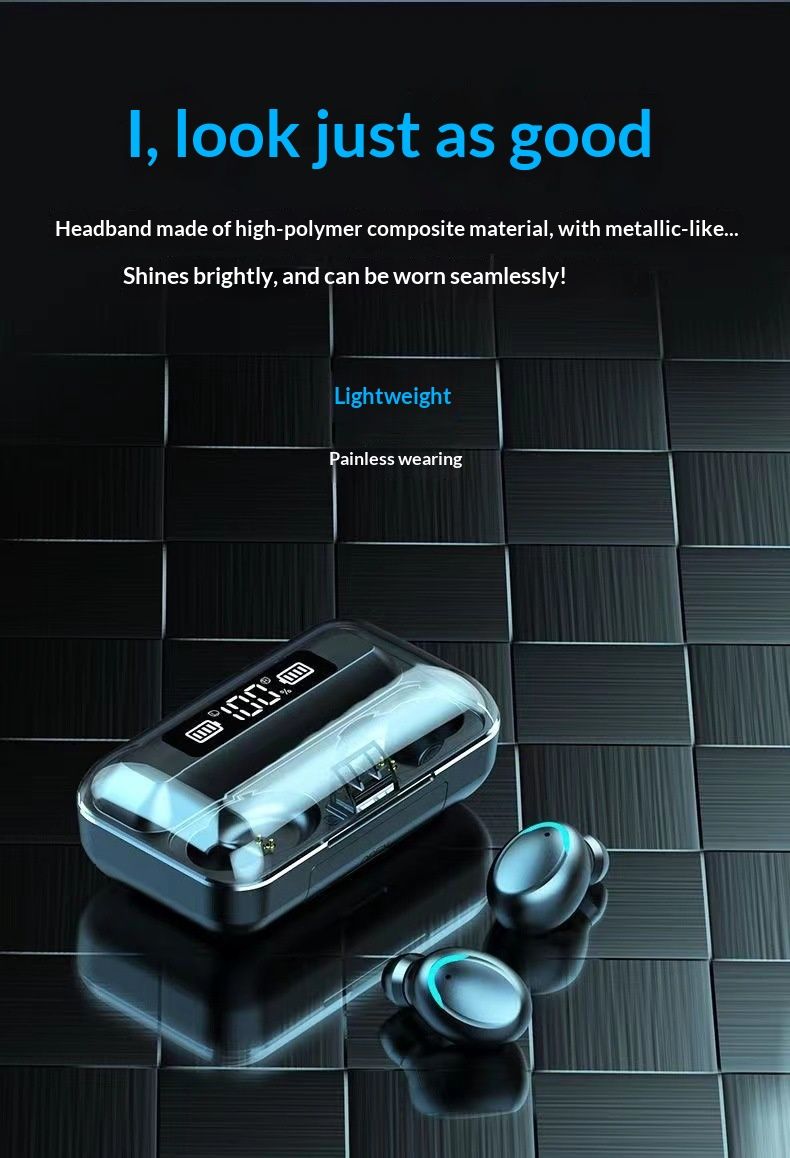 NeoGear F9 Neue grenzüberschreitende E-Commerce-fähige Dual-Ohrhörer mit digitalem Display, Powerbank-Funktion, Bluetooth 5.0 und intelligenter Geräuschunterdrückung_voghion.com