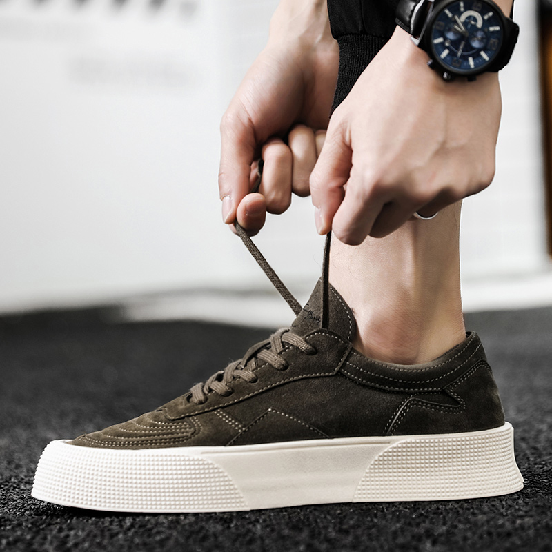 Heren sport- en vrijetijdsschoenen Dikke bodemplankschoenen Veterschoenen Herenschoenen_voghion.com