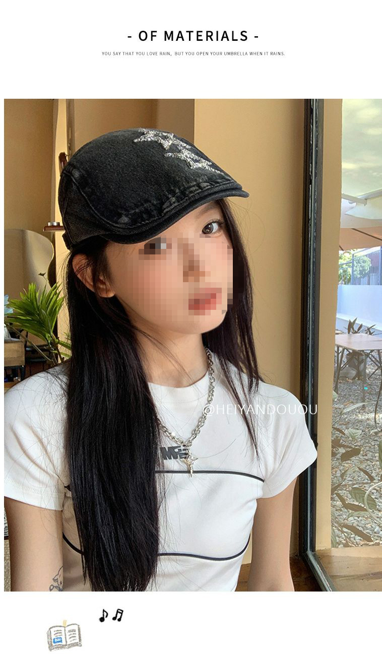 Originale vecchio cappello da cowboy lavato stella in avanti cappello da pittore femminile artista retrò nuovi modelli berretto da strillone in lingua d'anatra_voghion.com