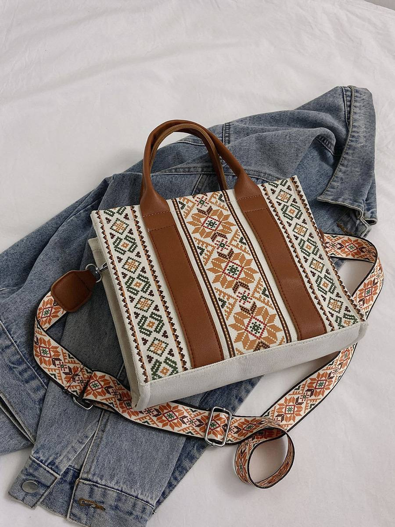 Γυναικεία τσάντα tote σε στυλ boho, ρετρό, ποπ, γυναικεία τσάντα ώμου_voghion.com