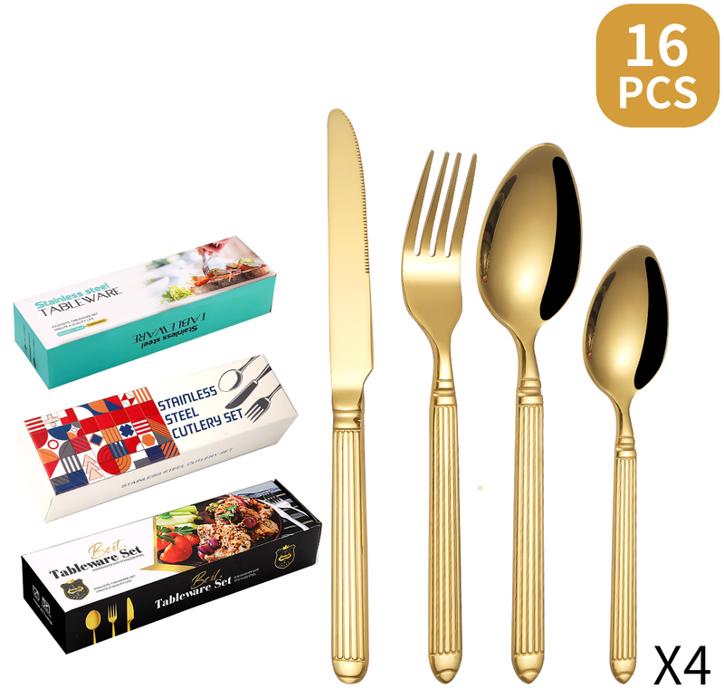 High End Western Tableware Set Stainless Steel Steak Knife Fork And Spoon 16/24 Piece Set_voghion.com