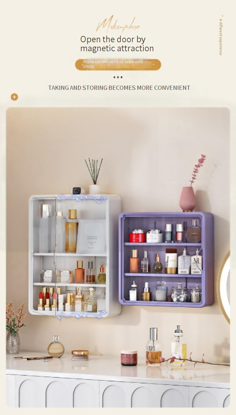 Wall Mounted Bathroom Organizer - No Drill Hanging Storage Box For Shower & Toilet (Waterproof Cosmetic Holder)_voghion.com