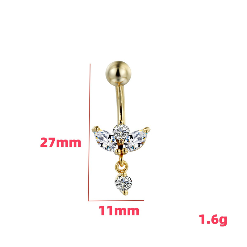 Piercing per ombelico con nappa pendente - Zircone cubico AAA e acciaio chirurgico 316L, gioiello per il corpo Y2K (14G/16G, ipoallergenico, confezione regalo)_voghion.com