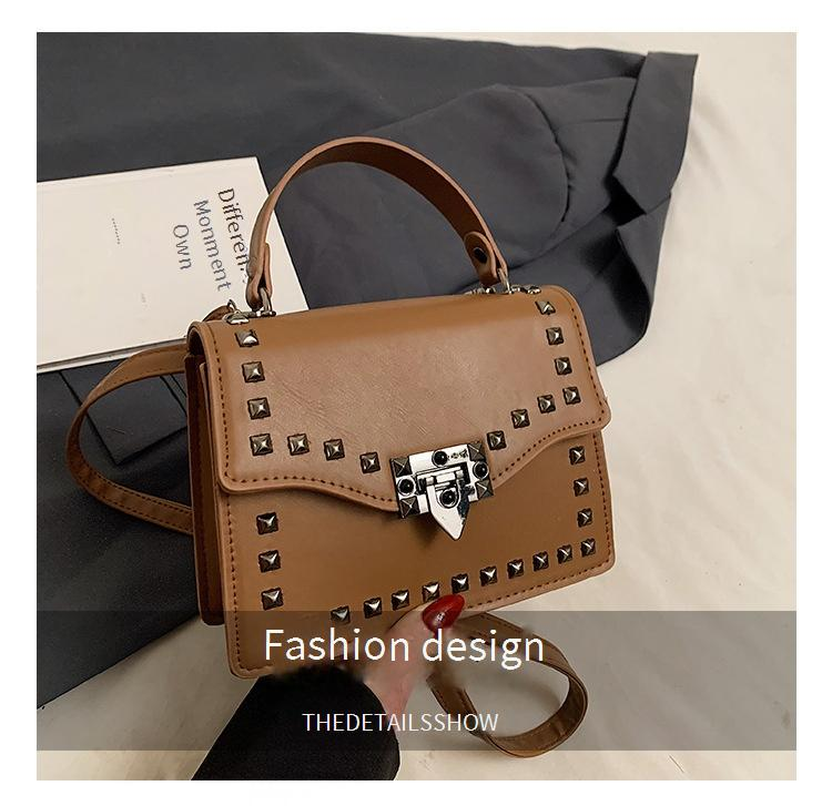 Women's Studded Clutch Bag - Spring PU Small Handbag With Flap Closure (Black, Brown, Beige, White)_voghion.com