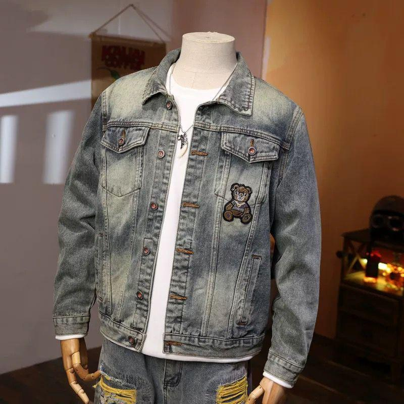 Men's Denim Jacket Retro Slim Fit Stand Collar Zip-Up Workwear Coat For Motorcycle Riding & Casual Wear (Blue, S-3XL)_voghion.com