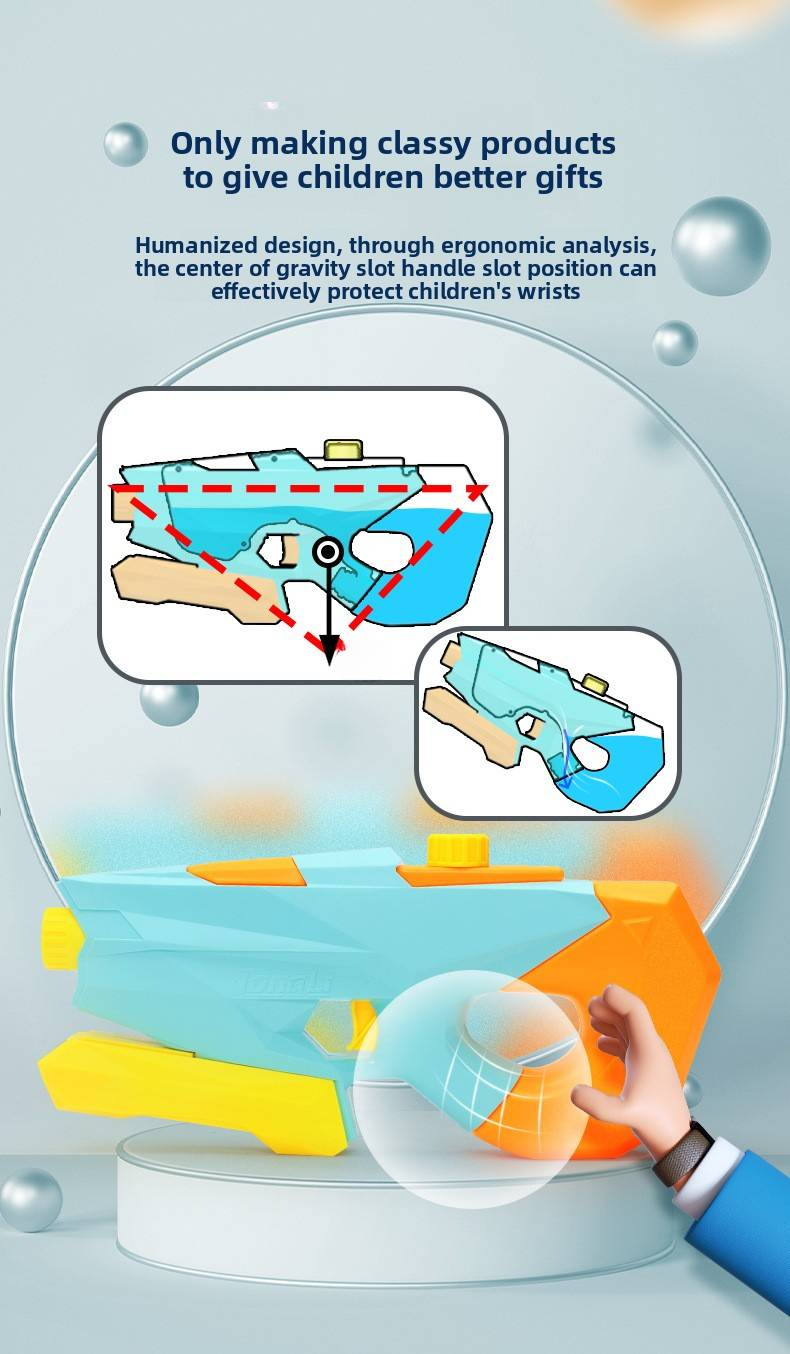 Pistola ad acqua giocattolo a doppio ugello, tira e spruzza - Pistola ad acqua ad alta pressione a tema spaziale per bambini che giocano in spiaggia_voghion.com