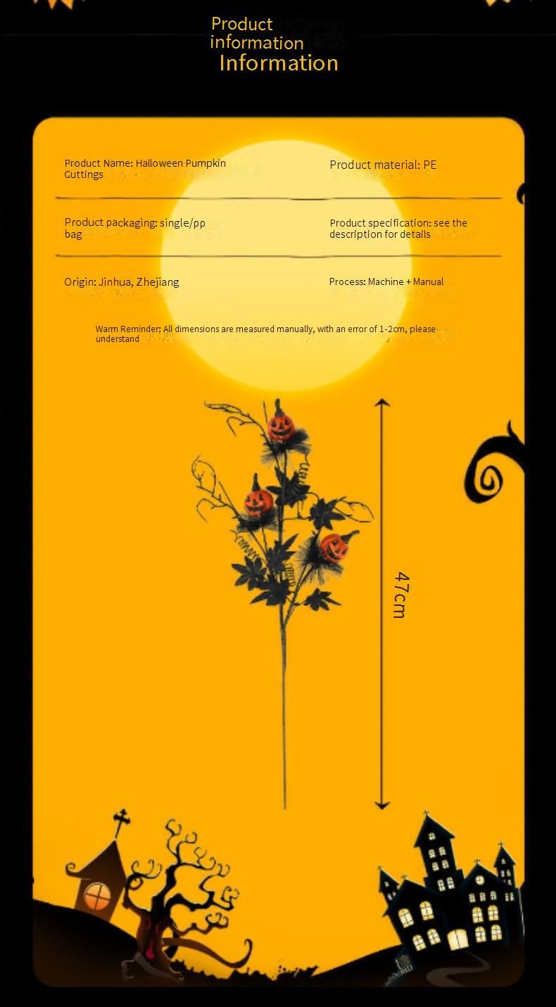 Halloween Decorations Black Horror Pumpkin Cuttings Bouquet Ghost Festival Home Party Decorations_voghion.com