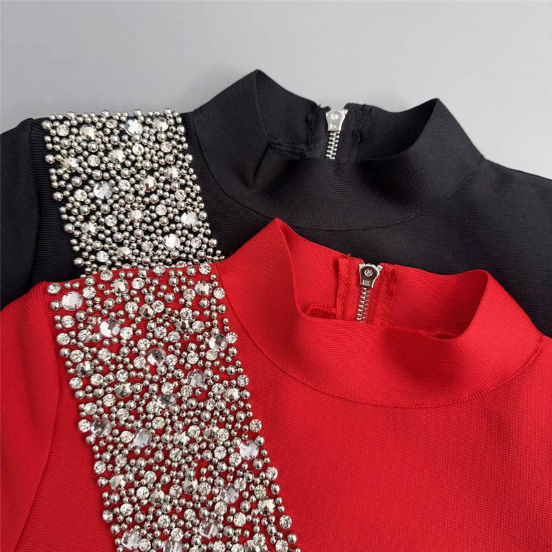 Elegant Bandage Long Sleeve Top & Bodycon Skirt Set - Slim Fit Round Neck Women's Two-Piece Outfit For Fall/Winter, Party & Daily Wear_voghion.com