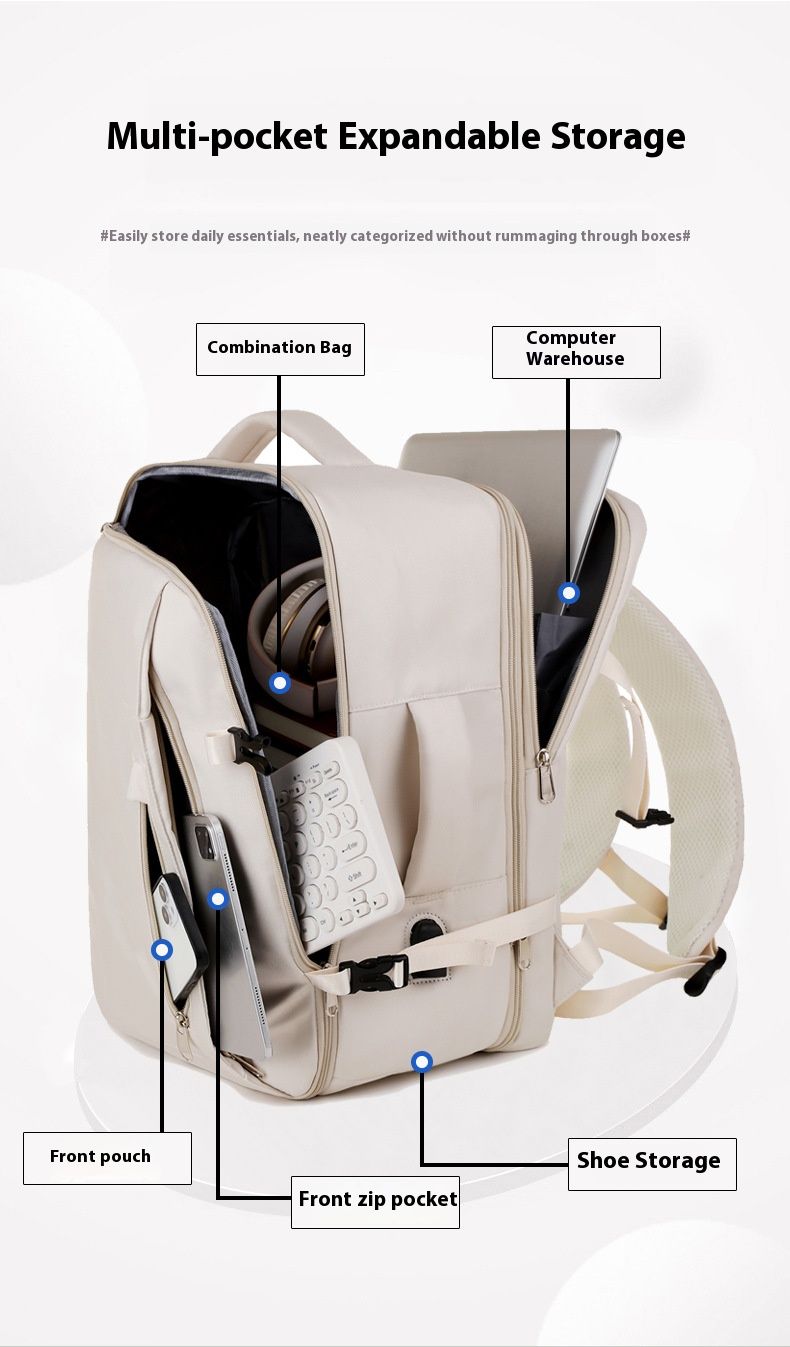 Stylish Multifunctional Backpack For Men And Women - Lightweight Waterproof Laptop Backpack With Oxford Fabric For Travel, Work, And Everyday Use_voghion.com