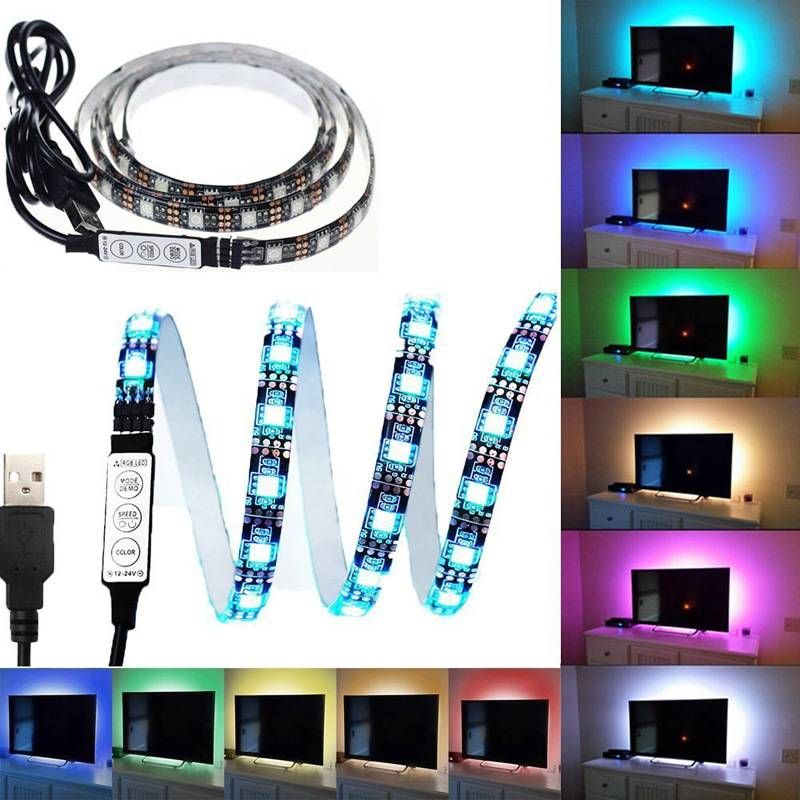 5V USB Bluetooth RGB LED Strip Lights – 5050 & 2835 Dual-Chip TV Backlight, Waterproof & Music Sync (Remote Controlled, 5M Length)_voghion.com
