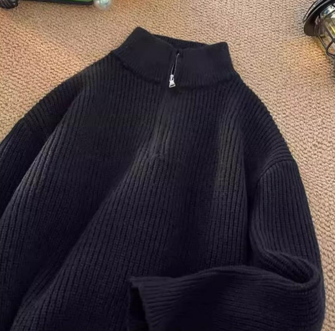 Vintage-Cardigan für Herren mit V-Ausschnitt – Strickmantel im amerikanischen Retro-Stil mit offener Vorderseite in Unifarben für lässiges Lagenlook_voghion.com