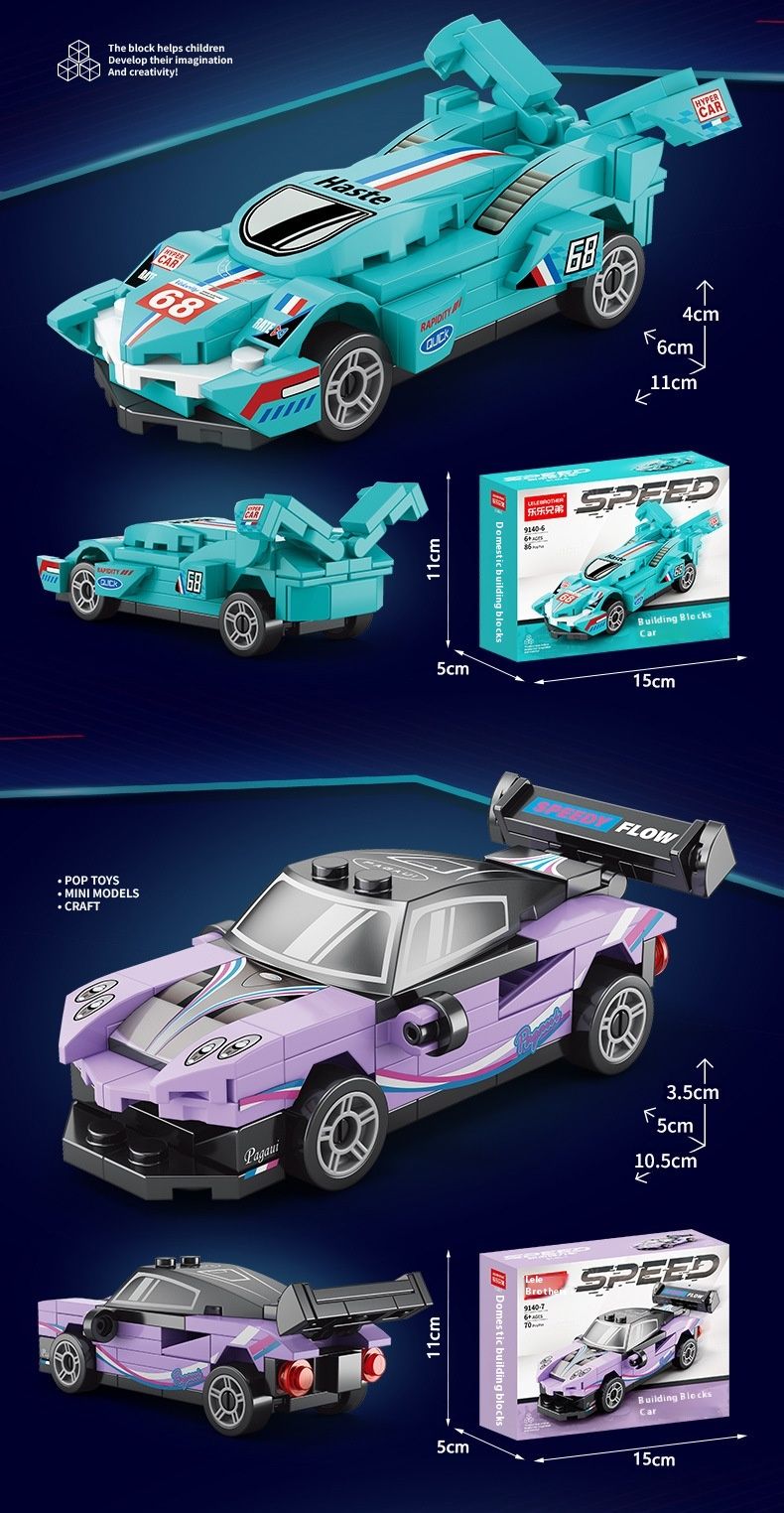 Four-Grid Mini Pull-Back Racing Car Building Blocks Assembly Educational Children's Toys Gifts_voghion.com