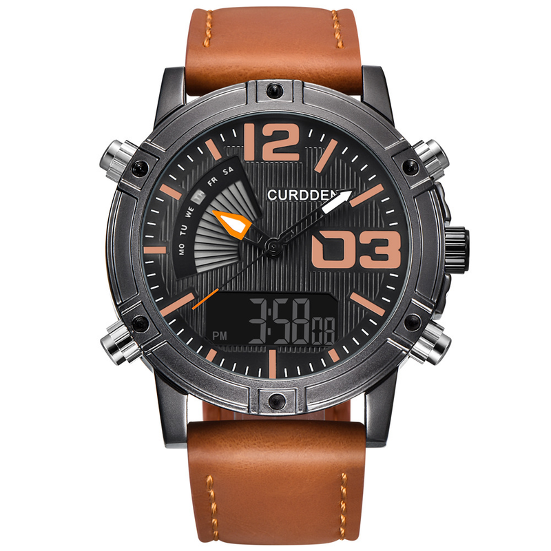CURDDEN brand men's belt sports electronic new dual display watch_voghion.com