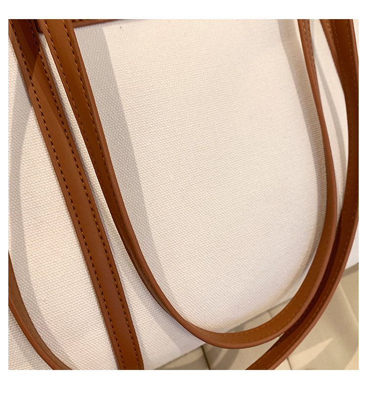 Borse tote da donna, semplici borse tote da donna con colori di tela a contrasto e tracolla singola di grande capacità._voghion.com