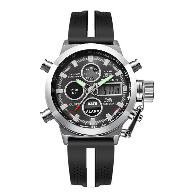 Reloj deportivo multifunción con doble horario y correa de goma para hombre de XINEW_voghion.com