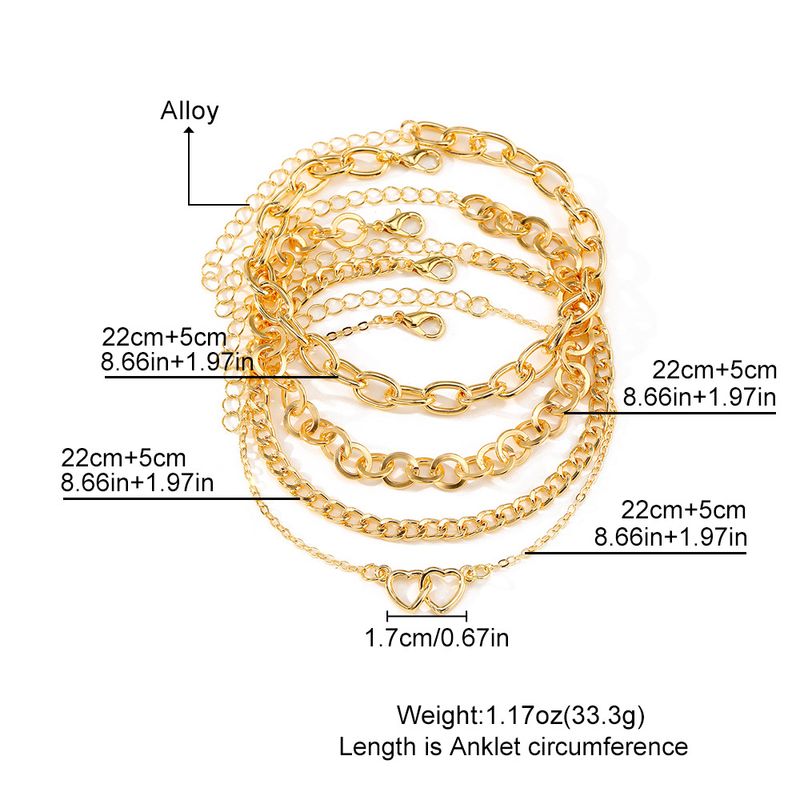 Bohemian Ethnic Fashion Jewelry Temperament Multi-layer Metal Foot Decoration Retro Creative Snake Chain Beach 4-piece Set Anklet Body Chain Women_voghion.com