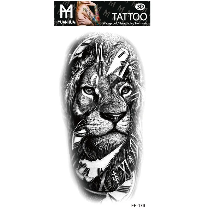 Impermeabile tatuaggio temporaneo finto braccio superiore testa di lupo umano totem testo arabo tatuaggio finto una tantum adesivi maschio femmina ragazzo ragazza_voghion.com