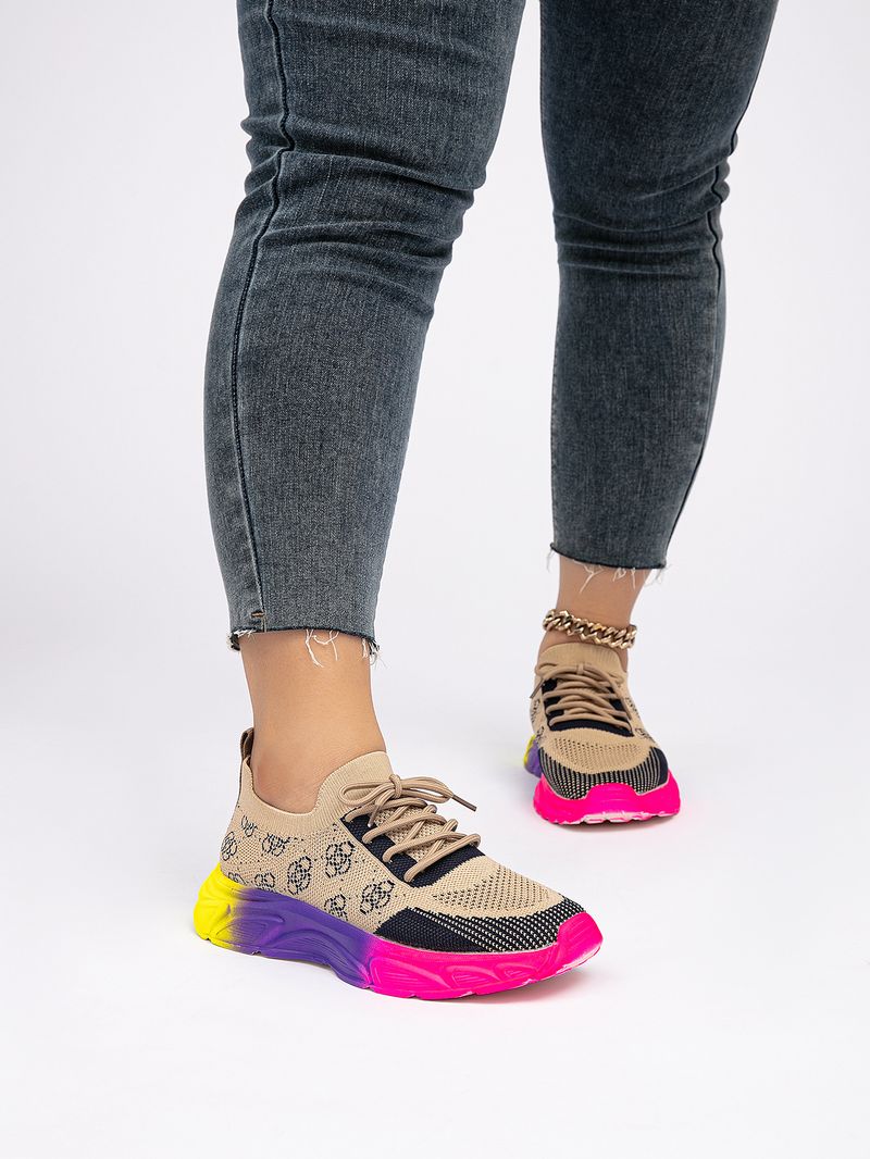 Neu Herbst Low Top Regenbogen Unten Passenden Farbe Runde Kopf Flache Fly Stricken_voghion.com