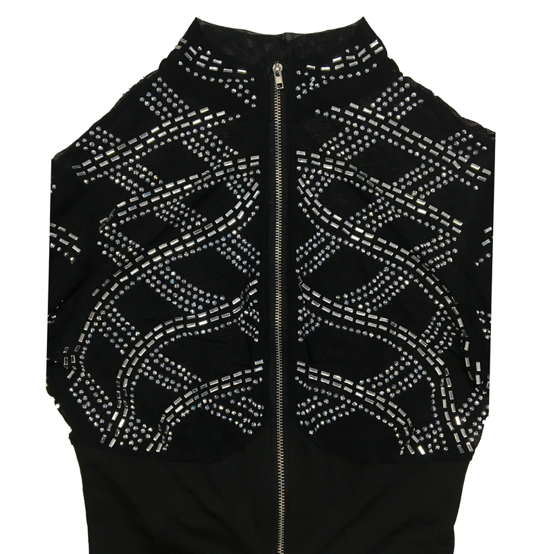 Set di due pezzi di pantaloni a maniche lunghe a maniche lunghe con diamanti caldi in maglia tinta unita da donna_voghion.com