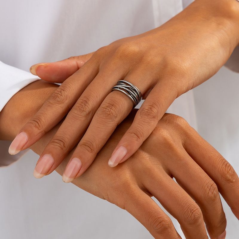 simple ins geometric smooth ring bracelet design sense irregular cross open joint ring_voghion.com