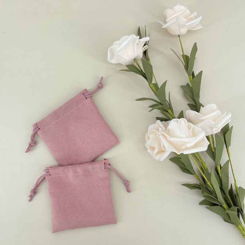 Suede Pouch Drawstring Keychain Packaging Velvet Bag Pink Coin Purse Mini Wallet_voghion.com