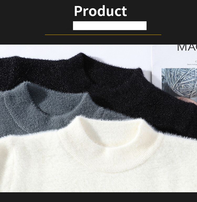 Pullover Herren Nerz Winter Lose Pullover Rundhalsausschnitt Herren Halb Rollkragenpullover Herren_voghion.com