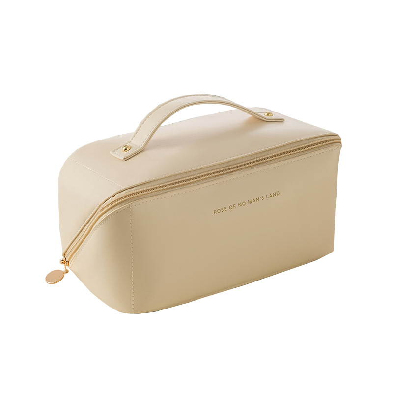 Bolsa de maquillaje con almohada de órgano, neceser de cuero PU, bolsa de almacenamiento portátil de viaje con nivel de apariencia alta_voghion.com