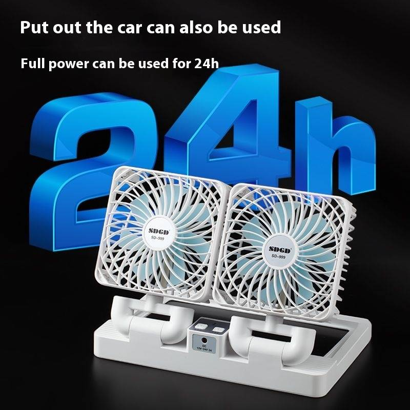 Solar ugedriwwen Autosfan, drahtlos, solar ugedriwwen, 360 ° Rotatioun, 24-Stonne Batterie Liewen_voghion.com