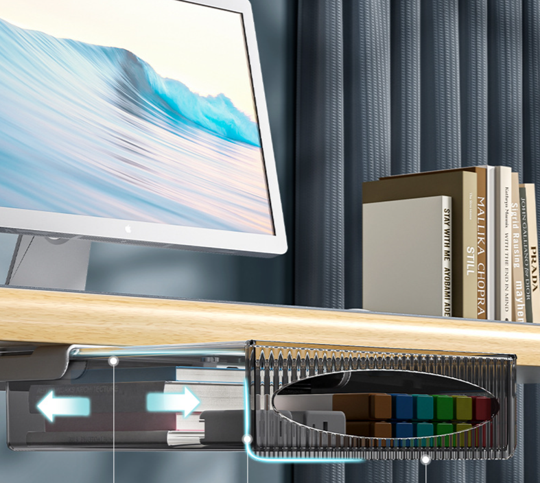 Home Improvement Desktop Diverses Dësch Stationery onsichtbar Lagerung ouni Punchen ënner dem Dësch Tirang Rack hängend Auszéie Späicherkëscht_voghion.com
