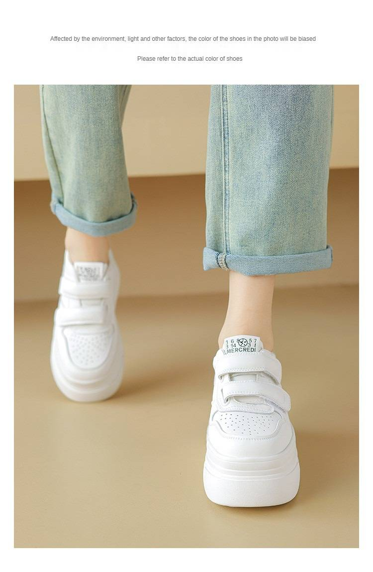 Pantofi de damă cameido, ușori și cu talpă groasă, în 2024. Pantofi albi cu platformă și velcro și talpă groasă_voghion.com