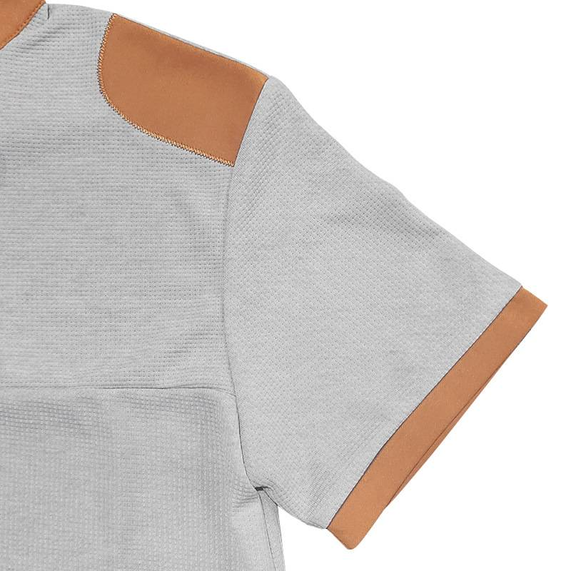 Waffle Herren Sommer Casual Tethered Henry Kurzarm Shorts Anzug_voghion.com